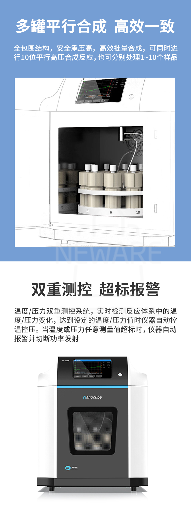 多功能微波水热平行合成仪 Nanocube XH-800SP商品介绍4