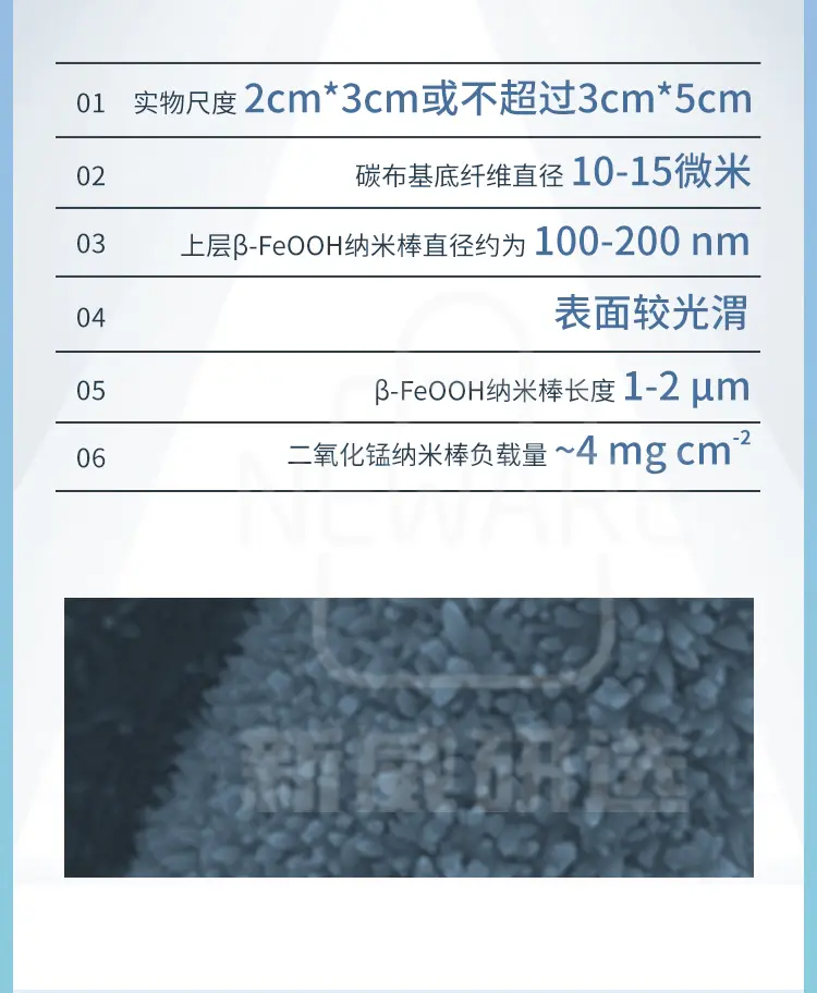 碳布负载羟基氧化铁（FeOOH)纳米棒商品详情图2