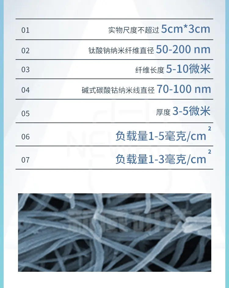 钛网负载钛酸钠纳米纤维薄膜商品详情图2