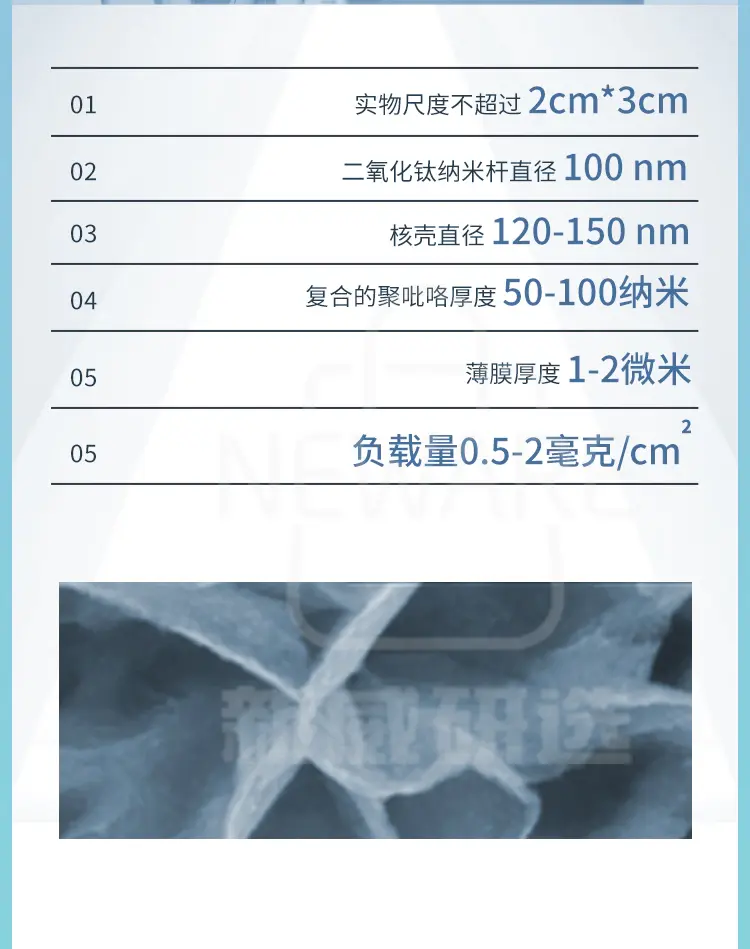 二氧化钛-聚吡咯核壳纳米杆阵列商品介绍3