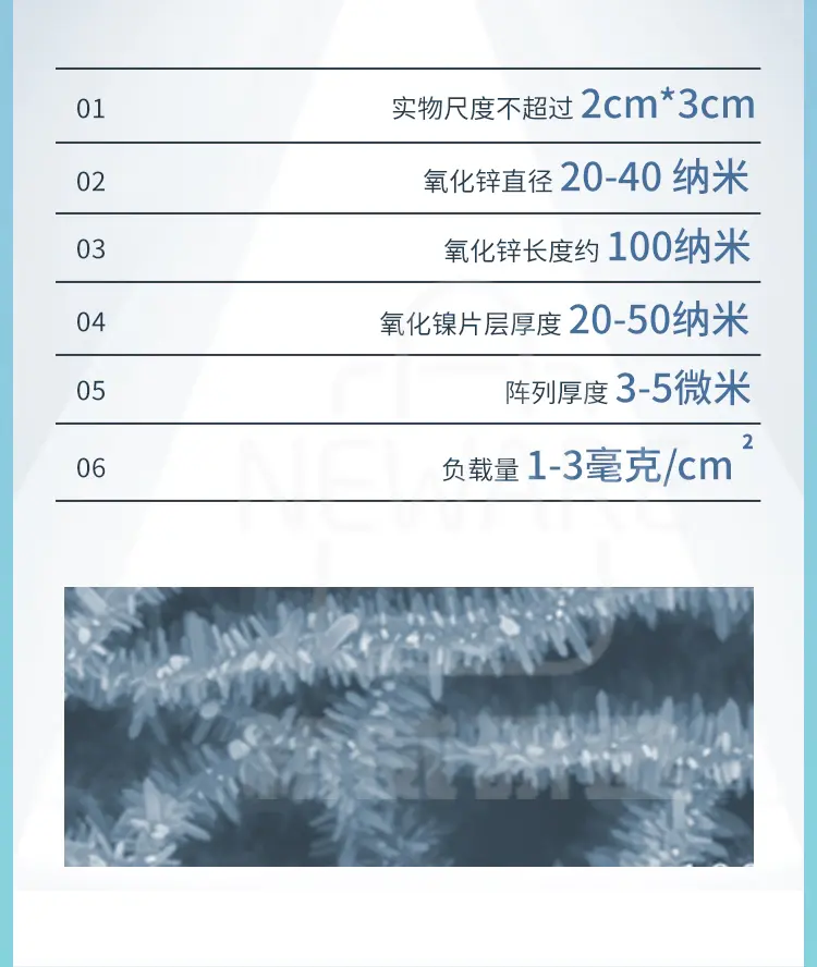 氧化镍-氧化锌核壳阵列商品详情图3