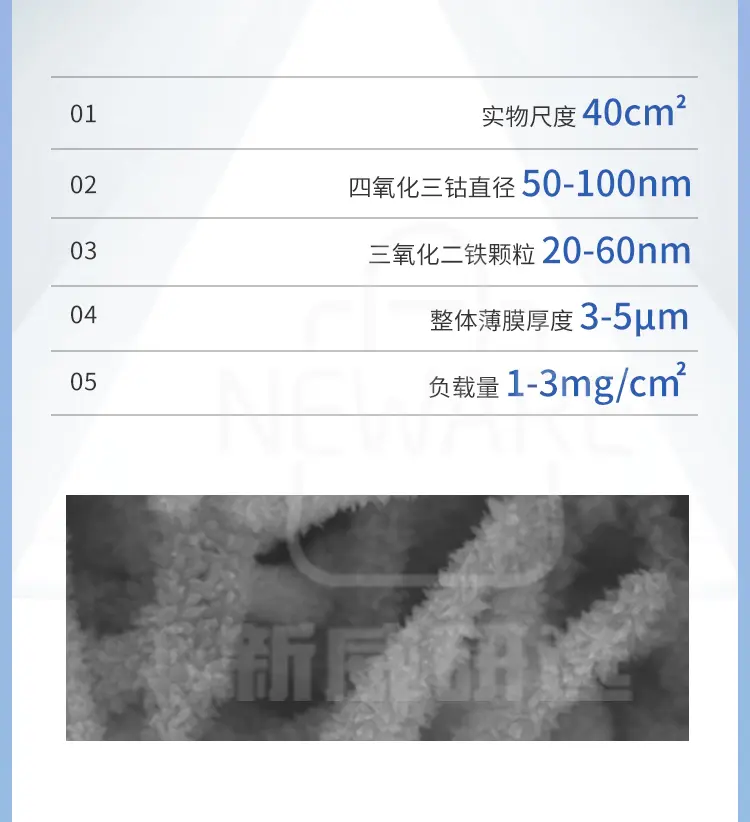 泡沫镍负载四氧化三钴-氧化铁核壳阵列商品详情图2