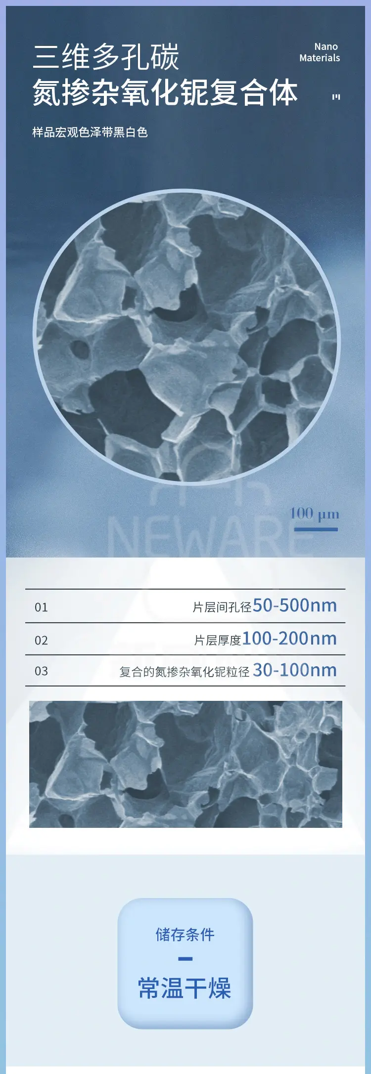 三维多孔碳/氮掺杂氧化铌复合体商品介绍1