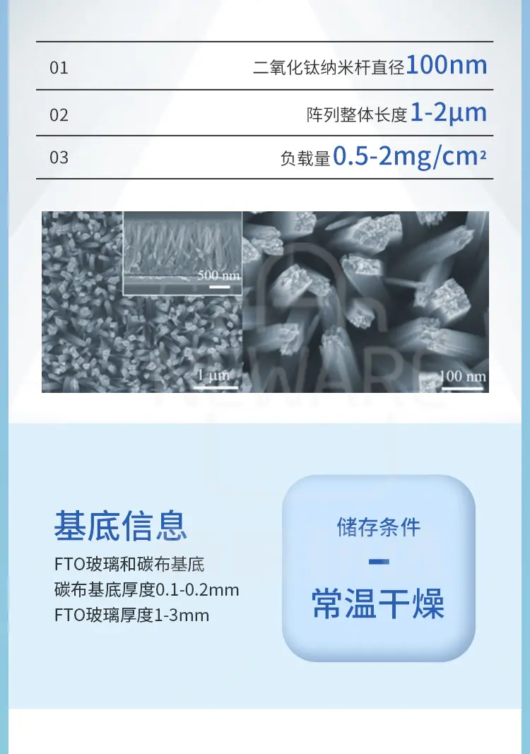 不同基底负载二氧化钛纳米杆阵列商品详情图2