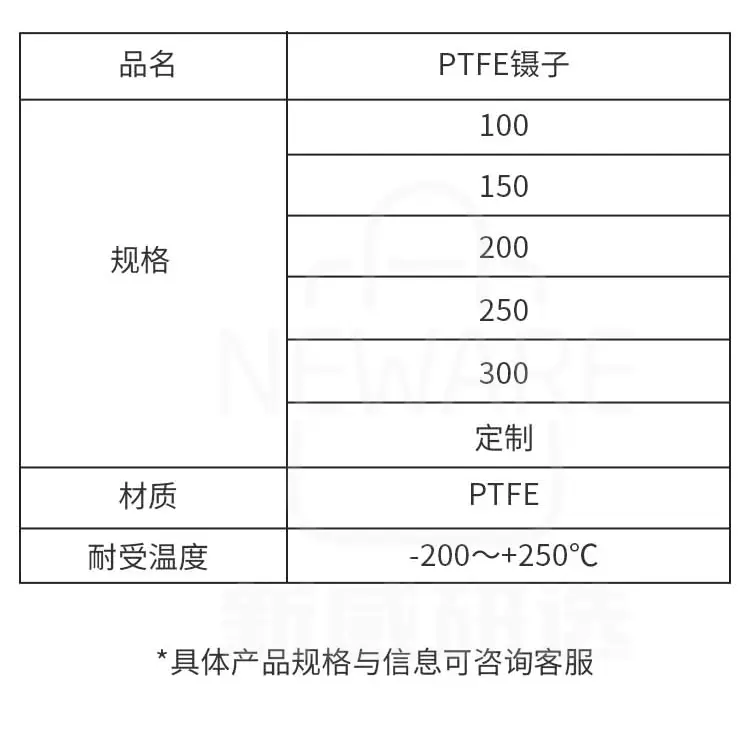PTFE镊子的产品尺寸信息