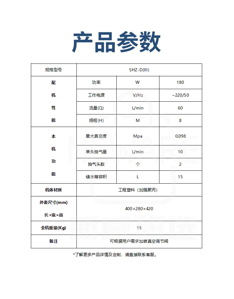 防腐双表双抽循环水真空泵SHZ-D(III)商品详情图7