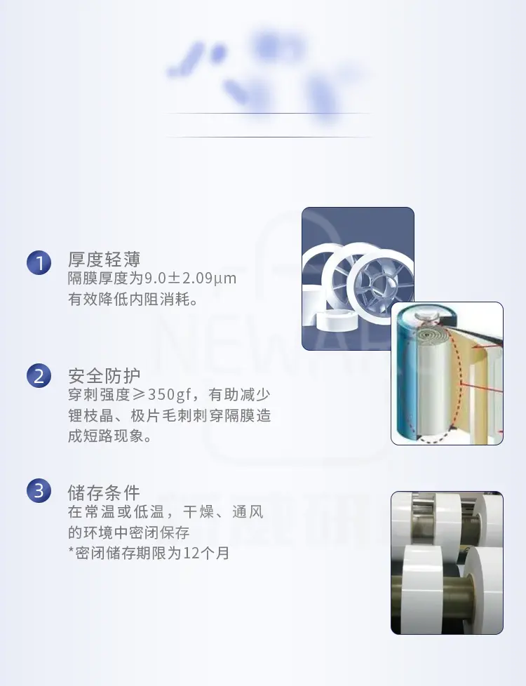 锂离子电池PE隔膜 湿法9μ商品介绍2