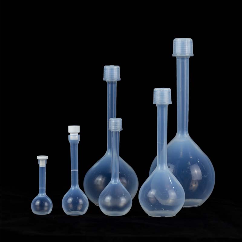 PFA volumetric flasks with threaded mouth seal
